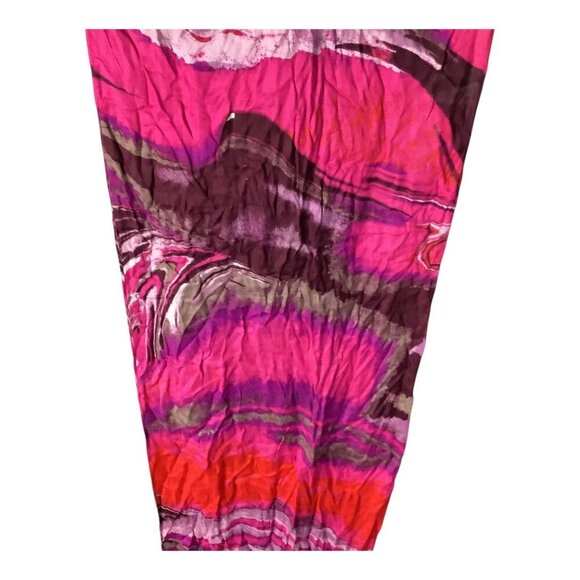 Brightly Colored Women's Abstract Swirl Pattern Scarf With Fringe Ends 70" X 20" - Picture 7 of 10